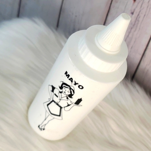 Vintage Retro Pin-up Girl Mayo Dispenser Mayonnaise Plastic Squeeze Bottle White - Picture 5 of 11